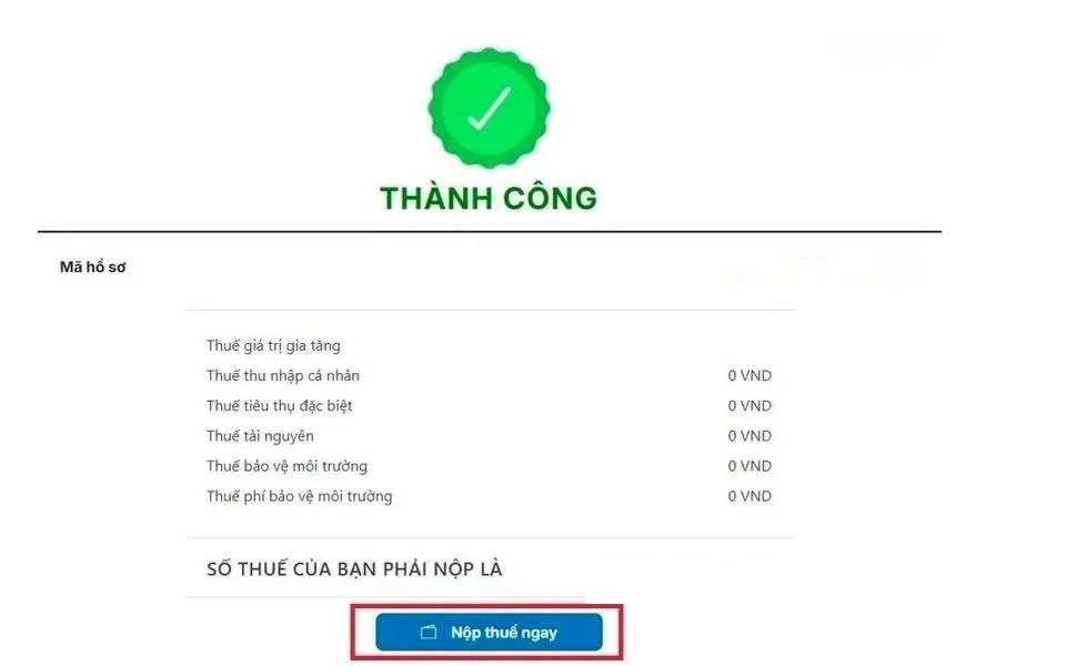 Bước 7.3 hiển thị thông báo nộp tờ khai thuế hộ kinh doanh quý 2 thành công trên dichvucong.gdt.gov.vn