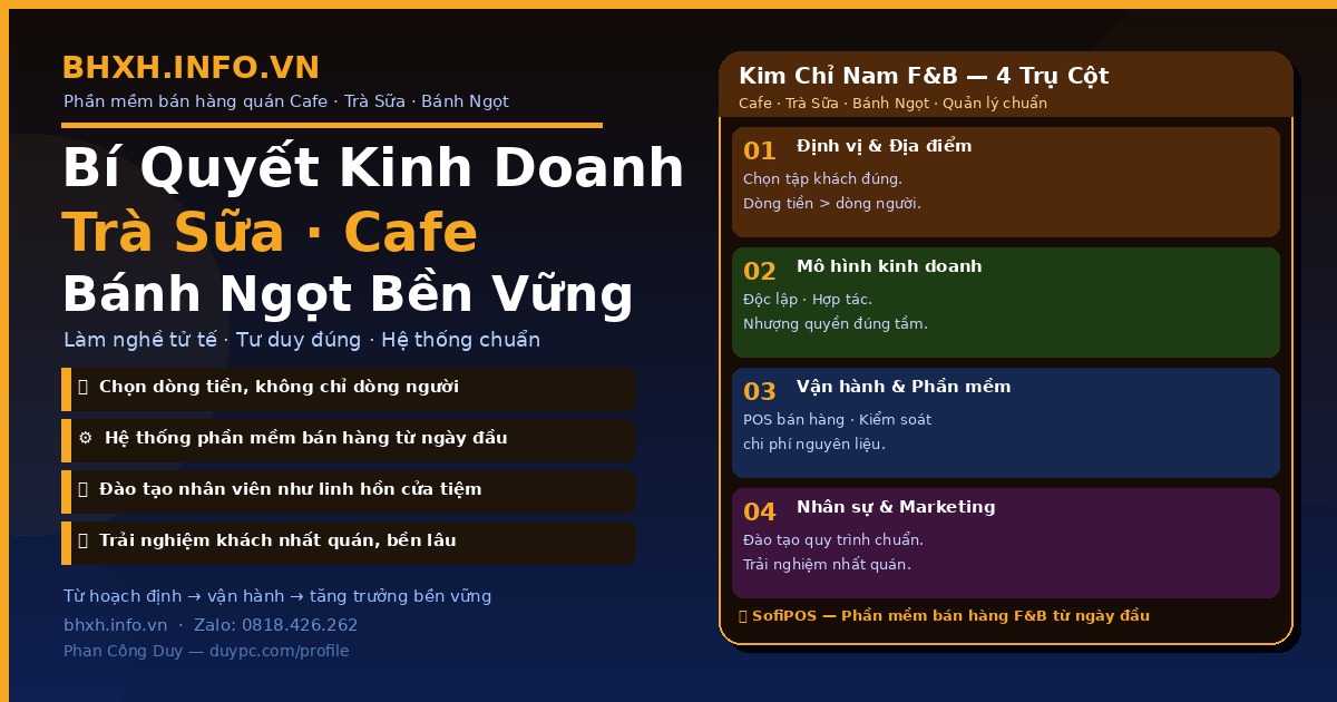 Bí quyết kinh doanh trà sữa cafe bánh ngọt bền vững phần mềm bán hàng POS